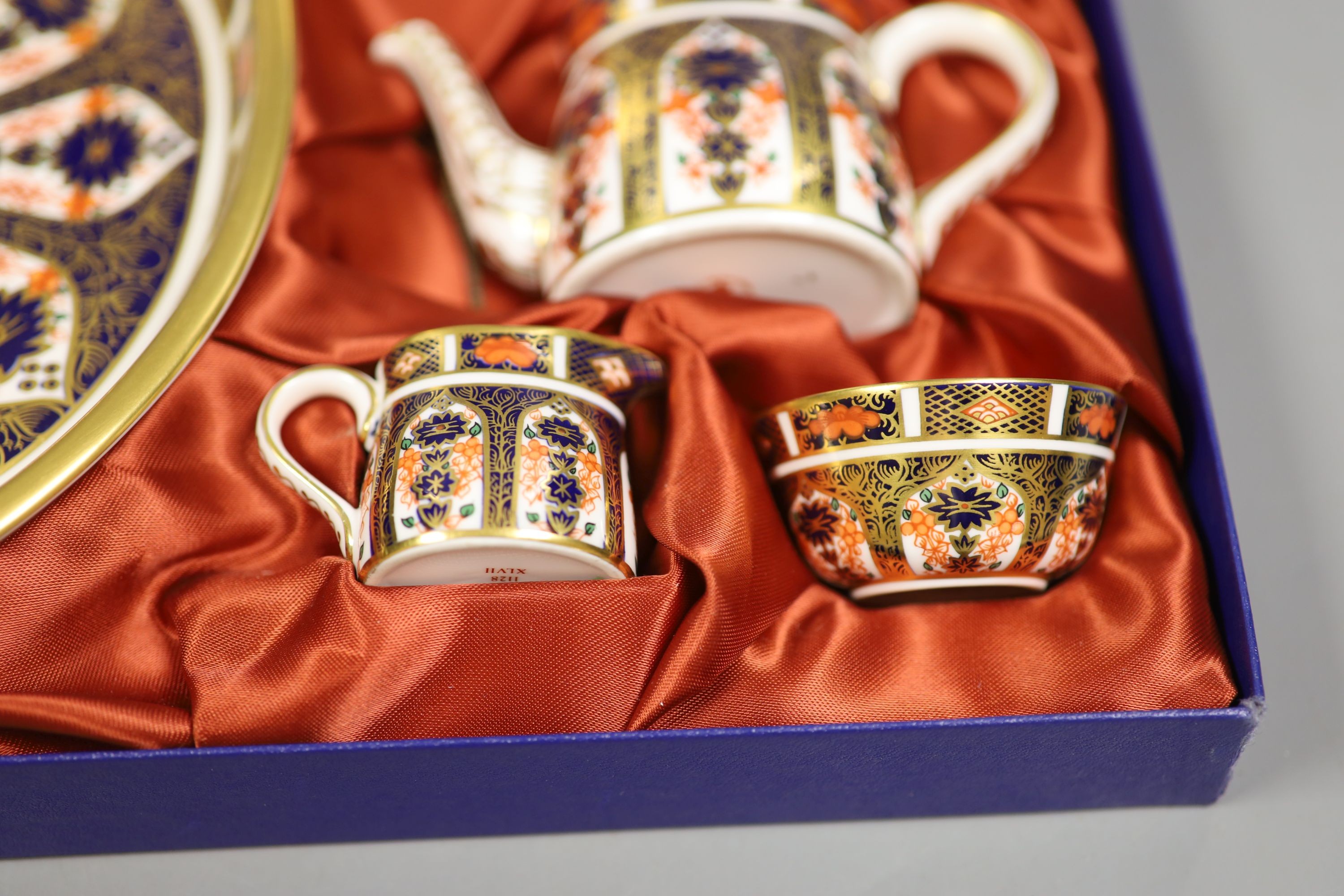 A Royal Crown Derby 'Old Imari' pattern miniature tea service, boxed